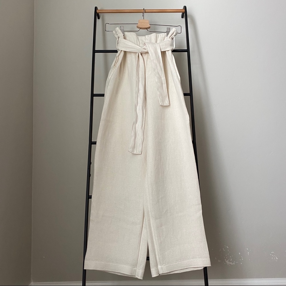 Black Crane XS Burlap linen pants natural white